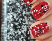 Fashionably Late Black and White Glitter Nail Polish 15ml (.5oz)