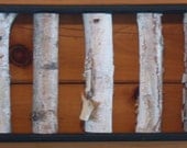 Birch Wall Hanging - Black and White, Open Art, Rustic Art, Shabby Chic Decor, Urban Rustic, Birch Logs, Birch Sticks