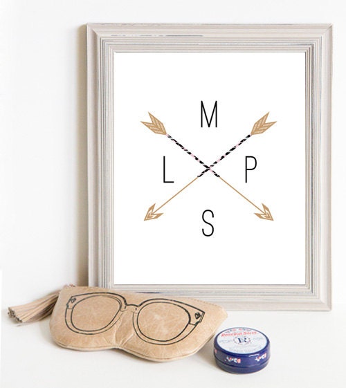 Though Very Humble : Custom Compass Initials Monogram Print