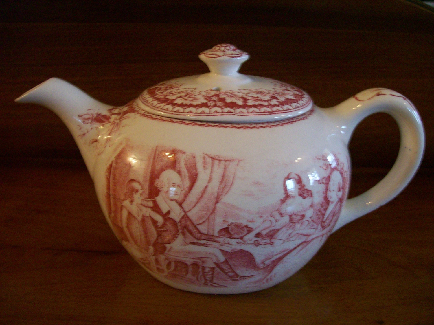 Homer Laughlin Tea Pot "Currier Ives" (Washington Family / Washington At  Mount Vernon)