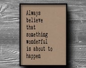 typographic art print quote poster inspirational kraft paper typography 8x10 8.5x11 home wall decor motivational