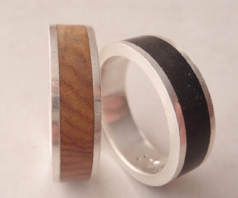 Round Wooden Ring - Sterling Silver (925)