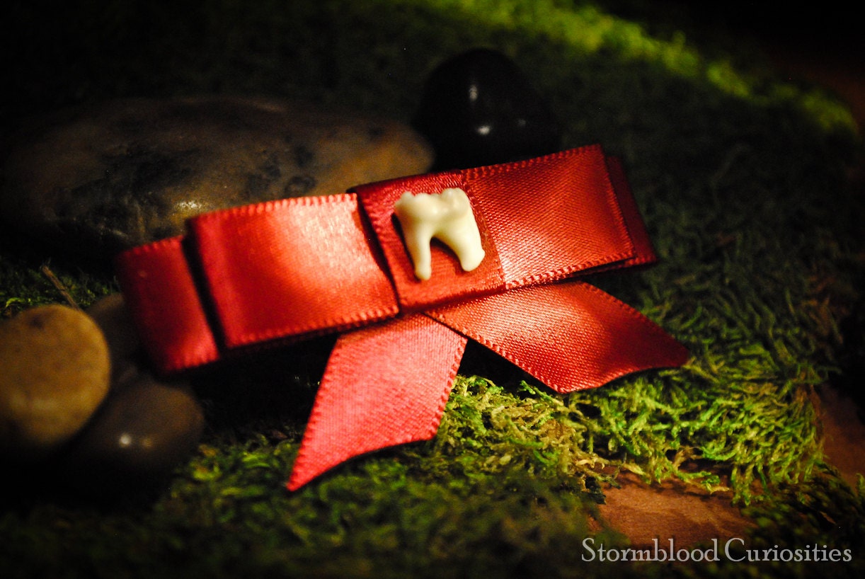 Flirty Real Tooth Hair Bow - Unique, True Blood, Gothic, Lolita, Fables, Once upon a Time