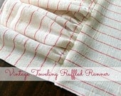 Table Runner made from vintage antique linen toweling red and cream stripes 56 x 15