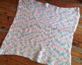 Adorable Crocheted Baby Blanket - Pink, Blue and White