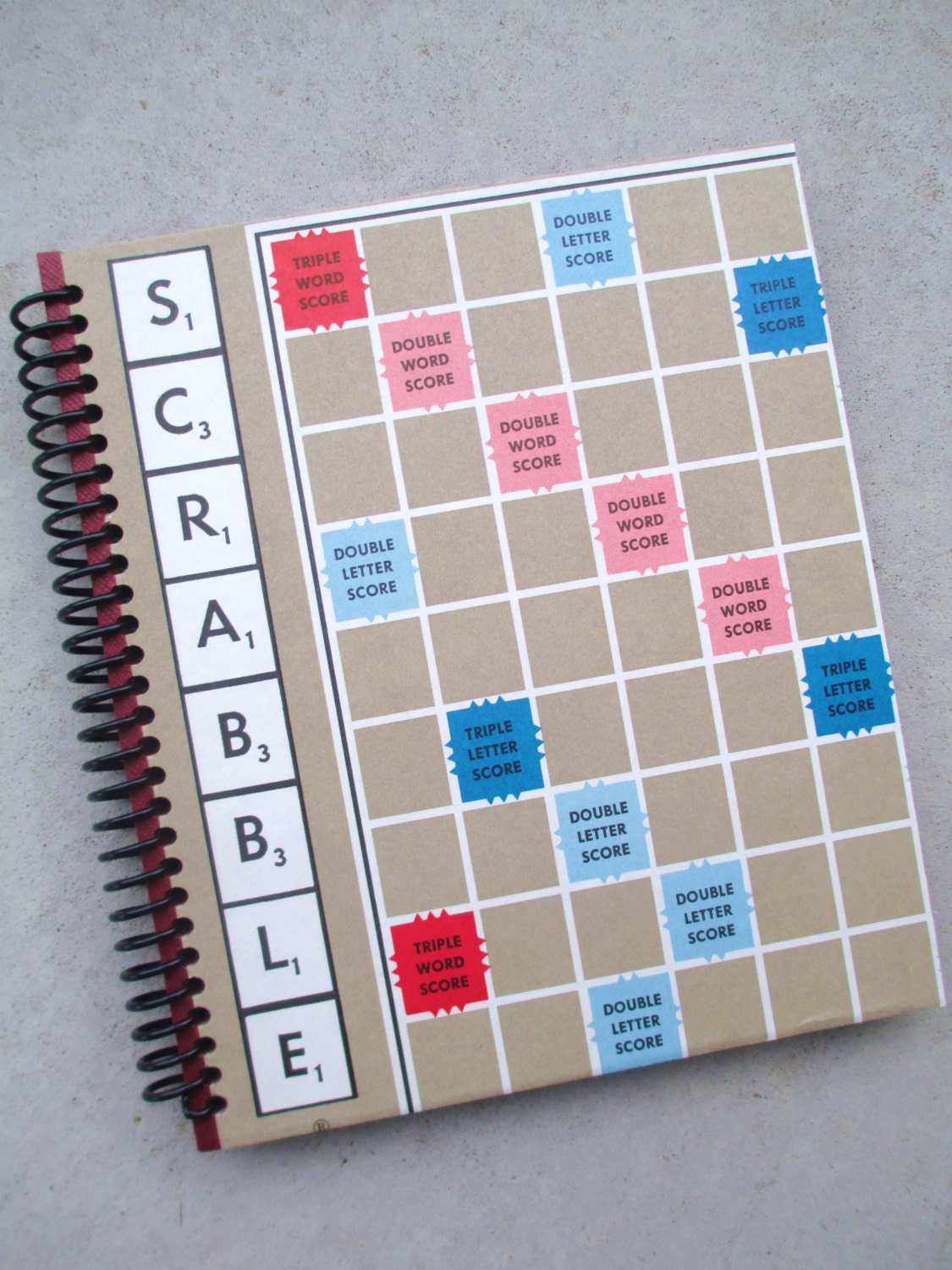 SCRABBLE spiral notebook Journal Made from an actual game board