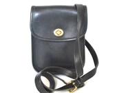 Vintage COACH Black Leather Small Mini Crossbody Sidepack  Bag