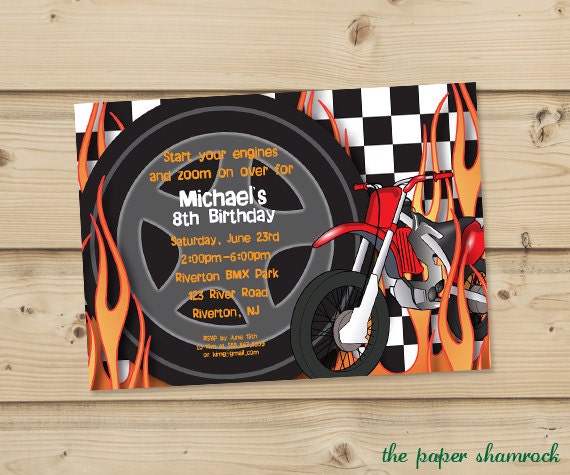 Motorcycle - Kids Birthday Invitations, Birthday Invitations for Kids, Kids Birthday Party Invitations, Birthday Party Invitations for Kids Il_170x135
