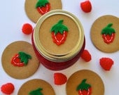 Felt Raspberry party toppers-regular or wide mouth mason jar toppers