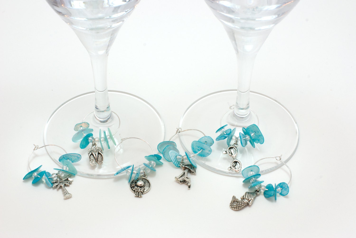 Beach Wine Charms -  Day at the beach theme