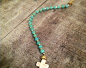 Gold filled and Turquoise rosary inspired necklace 