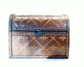 Jewelry Box, Wooden Leather Wrapped, Home Decor, Brown