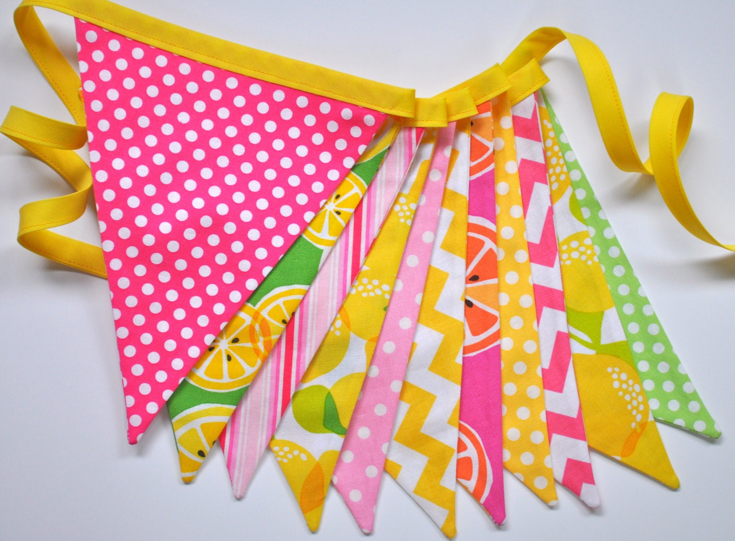 Summer Fresh Citrus fabric pennant banner bunting, lemonade stand, room decor, party decoration, photo prop