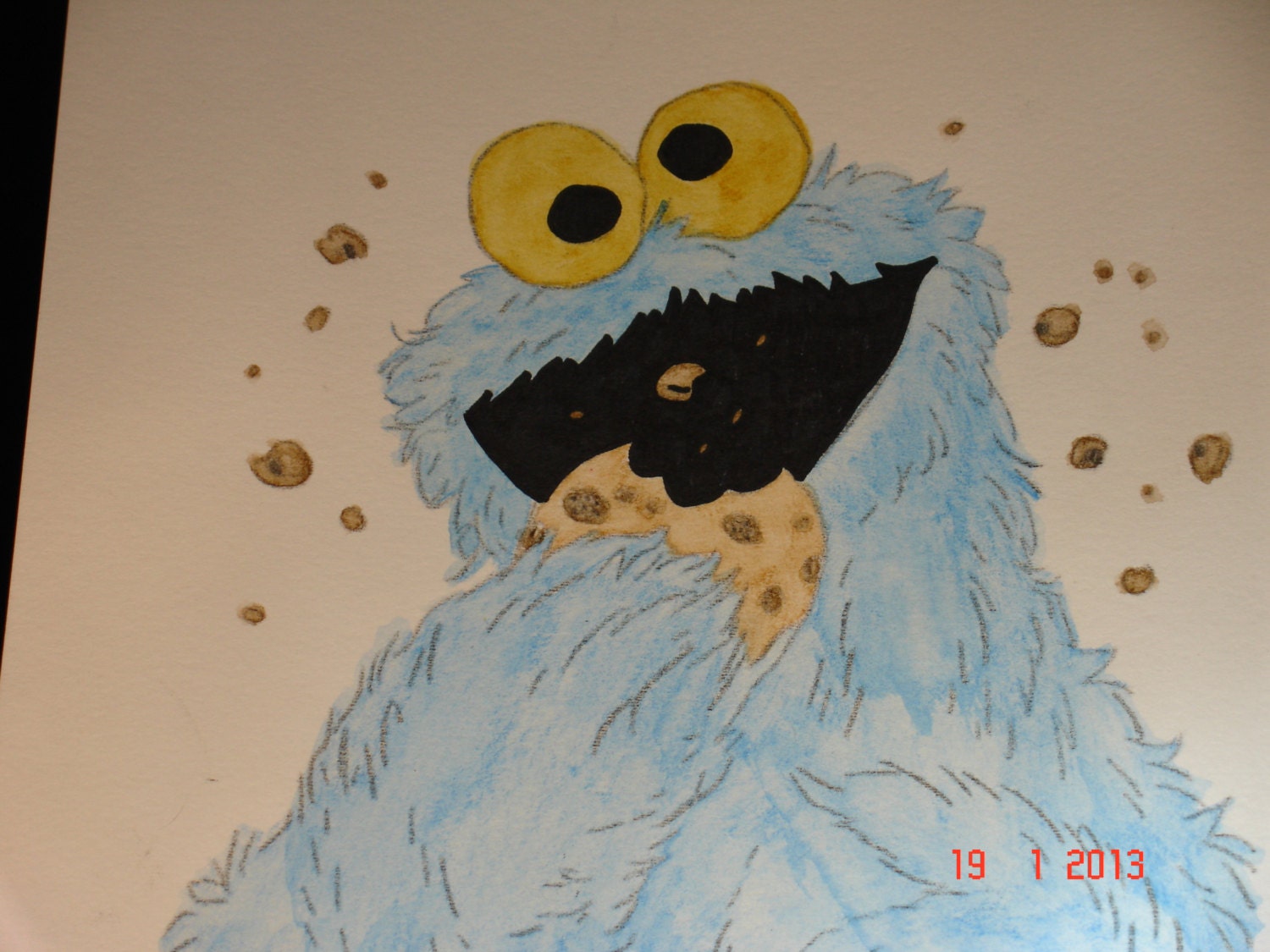 SALE Cookie Monster original signed watercolor
