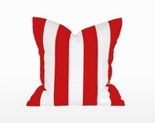 18" x 18" Decorative Throw Pillow / Accent Cushion Cover (Indoor) (Red and White Stripes)