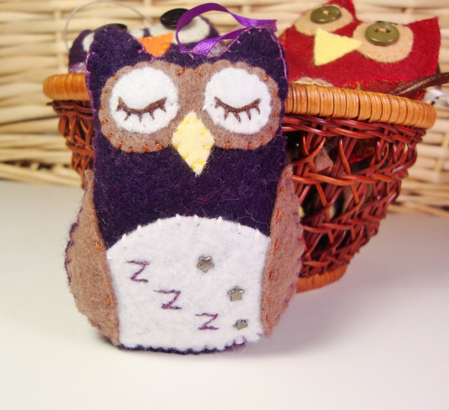 Sleepy Owl - Baby Owl - Hanging Owl Ornament - Owl Home Decor