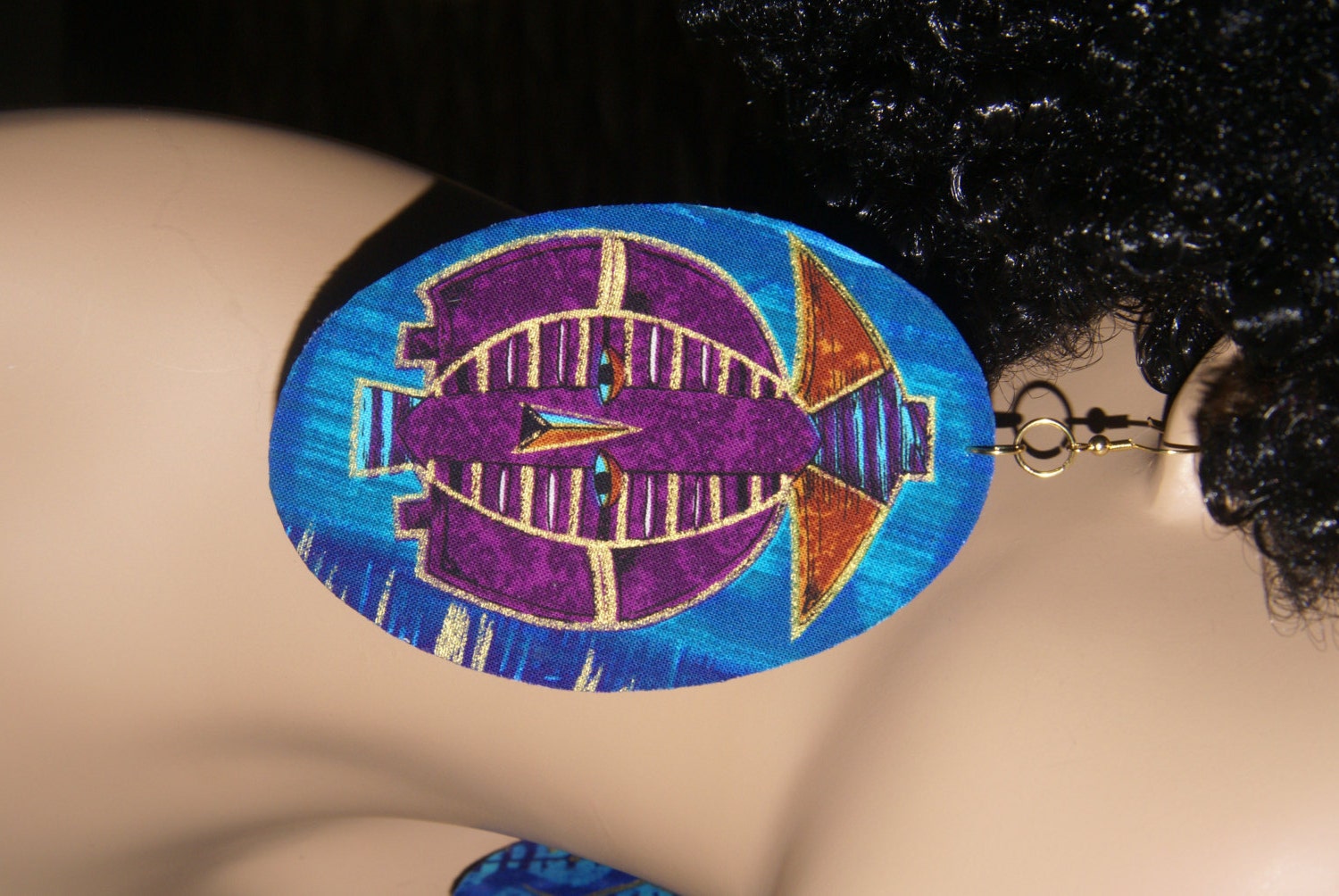 Large Fabric Covered Earrings- Mask