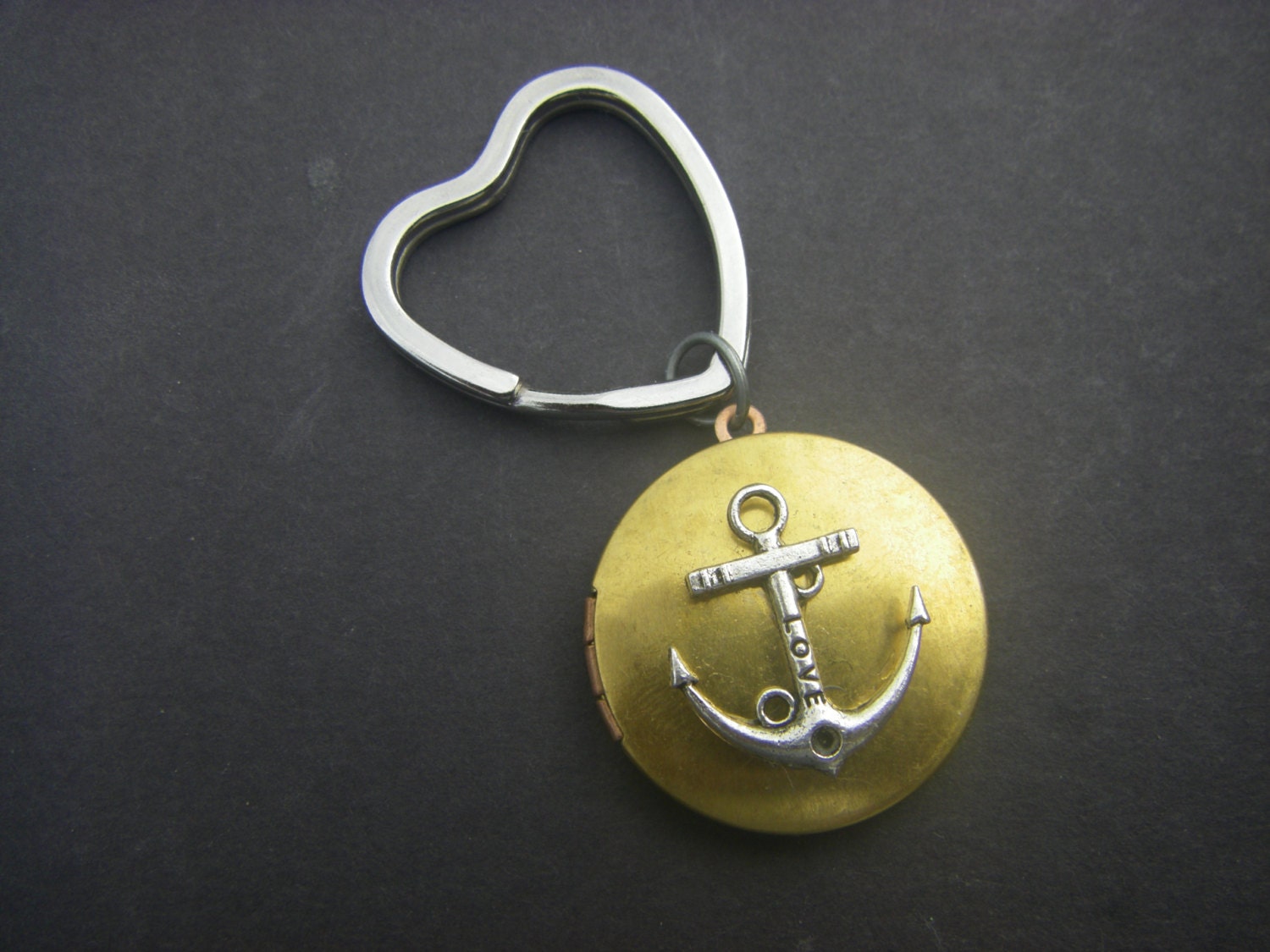 Love Anchor Locket keyring keychain key chain gift for her nautical sailor Valentine bridesmaids gift