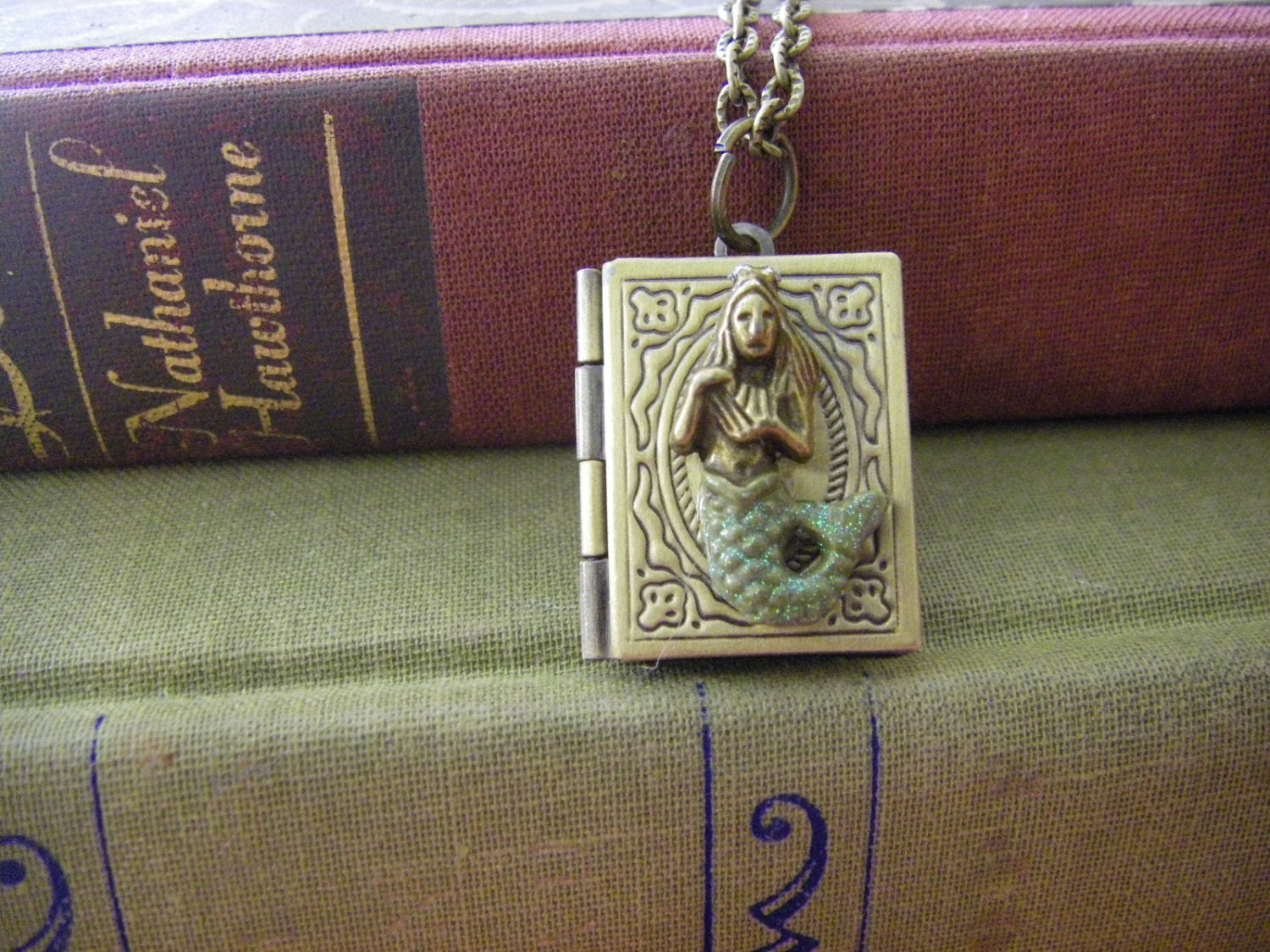 Mermaid Book Locket  the little mermaid book locket necklace gift for her