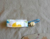 Soothie Fabric Pacifier Clip in Robert Kaufman Fabric Ann Kelle Urban Zoologie Baby Chicks Baby Boy Pacifier Clip Ready to ship
