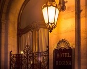 Paris Night Photography - Hotel Lamp Post, Art Nouveau, France Travel Photograph, Wall Decor