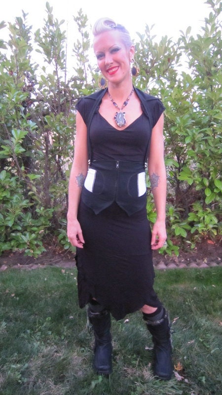 black and white comfy stretchy Waist Vest with pockets- CLEARANCE