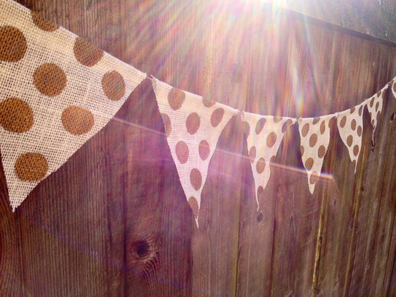 White Burlap with Gold Polka Dots : Sweet Burlap Bunting