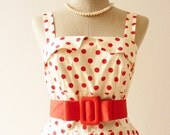Pin Up Girl Mini Dress Vintage Inspired Dress Red Dot Dress Day Dress Party Wedding Bridesmaid Summer Dress -Size XS-