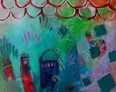 Acrylic Painting Abstract Art Canvas Colorful "Block Party"