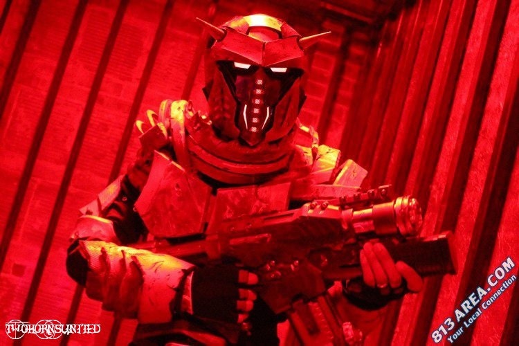 Zombie hunter/Wasteland warrior armor with LIGHT UP mask - apocalyptic costume set