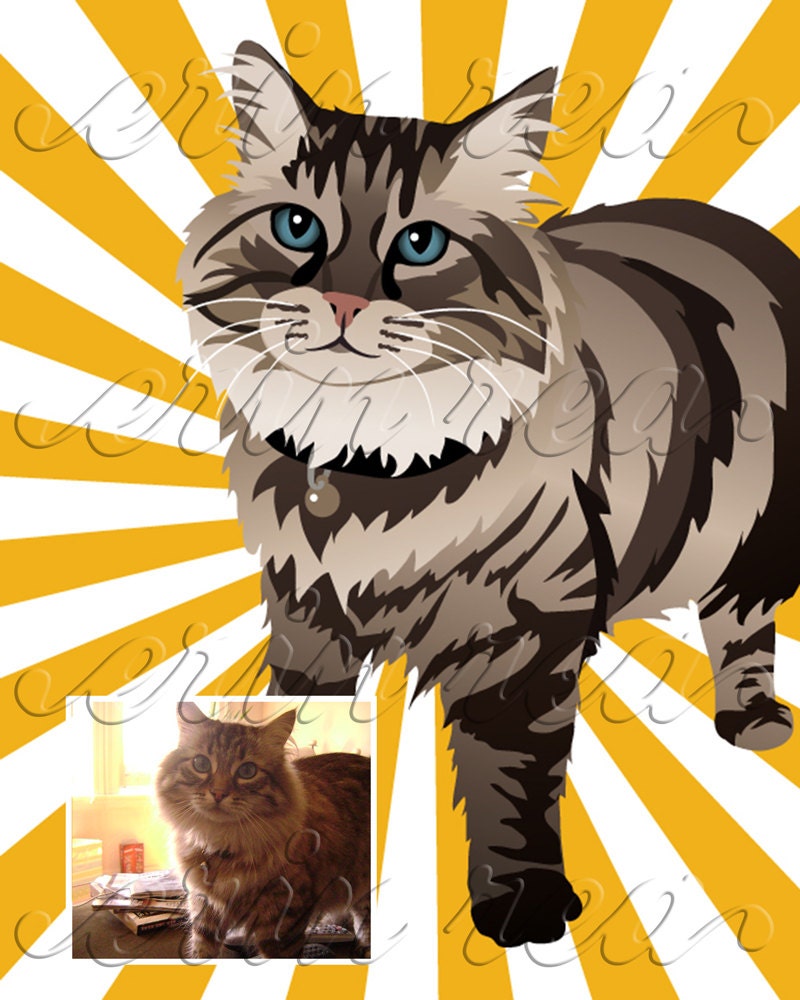 Custom Pet Portrait : Modern Print of YOUR Pet (Pattern shown here is Starburst)