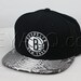 Custom Brooklyn Nets Strapback, Natural Python Belly, Black Lambskin, Gold Buckle