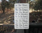 we do Grace, Family Rules, Primitive, Version 3, Subway Art, Typography, Distressed, Sign, Decor