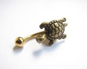 Non Dangle Turtle Belly Rings, Gold Belly Button Jewelry, Belly Stud