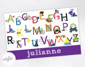 Sports Alphabet Personalized Placemat for Girl - laminated, double-sided - Custom Kids / Childrens Placemat Il_170x135