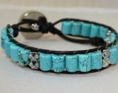 Howlite wrap bracelet with silver accent beads - leather wrap bracelet - chan luu style wrap - beaded wrap - mothers day jewelry