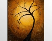 Tree Silhouette 8x10 Archival Print - Textured Painting - Wall Decor - Tree Painting - Nature