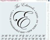 ON SALE Round Address Stamp KNOB  - Designer Elegant Monogram Script Flourish  - Custom Personalized Etsy Design (R1002)