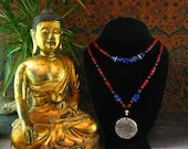 Yoga Necklace - Ancient Jewelry - Lapis - Multi Strand Necklace - Ethnic Jewelry - Lotus - Beaded Necklace - Statement Necklace - Beadwork