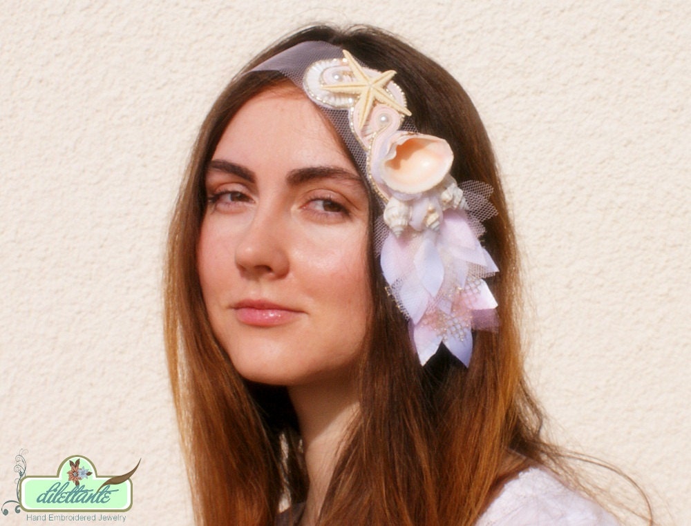 Statement Bridal Headpiece- Blush Tones- Soutache Headpiece- One-of-a-kind Hand Beaded- Beach Wedding