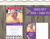 Printable Dance Party Ticket Invitation & Thank You Card