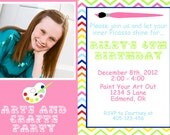 ART PARTY Invitation - Arts and Crafts Invitation - Chevron Art Birthday - PRINTABLE Personalized Photo Invitation Il_170x135