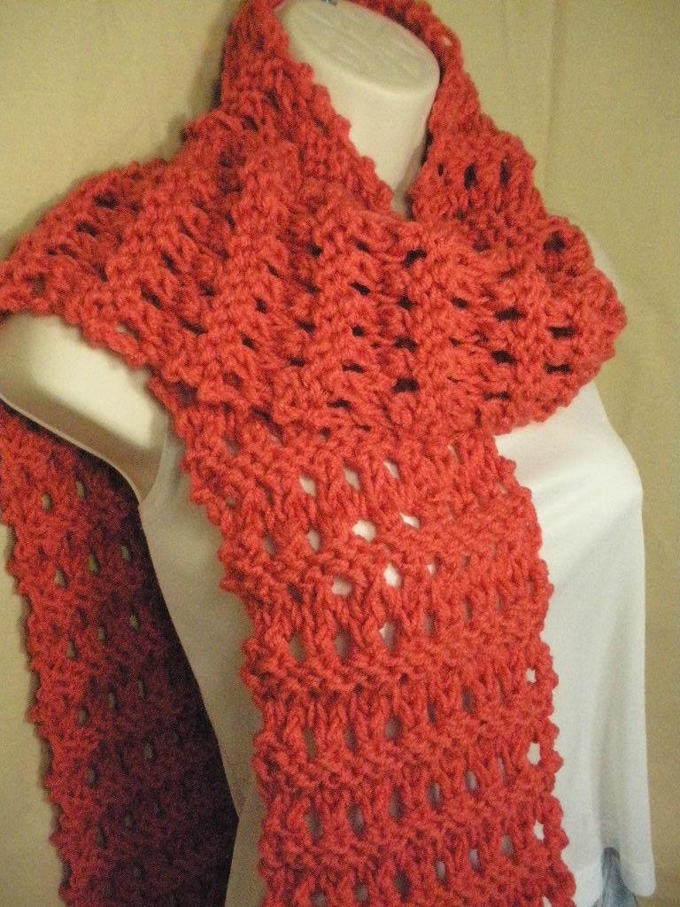 Coral Knit Eyelet Fashion Scarf Handmade