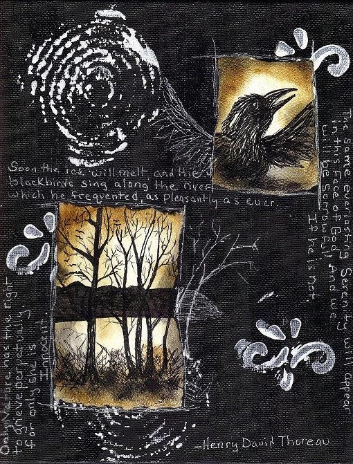 Serenity - Mixed media original collage painting