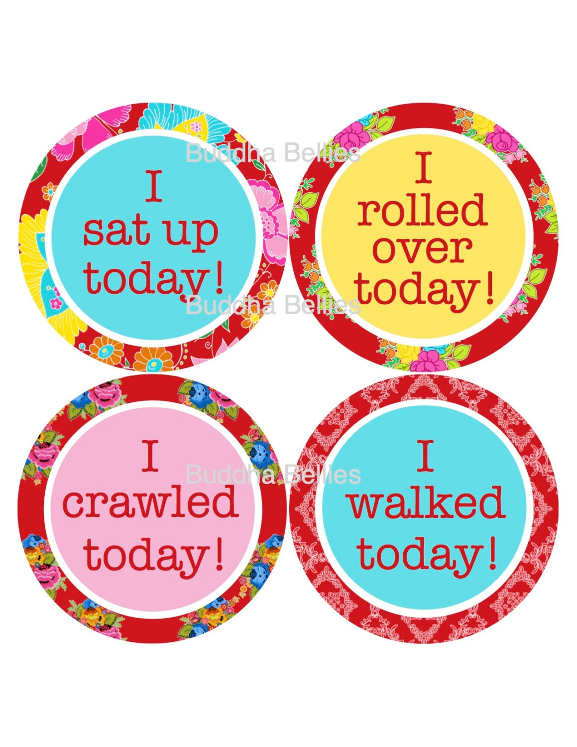 Baby Girl Milestone Onesie Stickers...Rolled Over - Sat up - Crawled - Walked...Great Keepsake Photo Prop