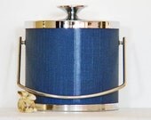 Ice Bucket Chrome Insulated - Retro Midcentury Madmen Mod Modern Rat Pack - Cobalt Blue - 1960's -
