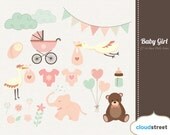 buy 2 get 1 free Baby girl clipart for personal and commercial use ( baby shower & birth announcement clip art ) INSTANT DOWNLOAD