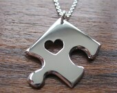 Silver Jigsaw Puzzle Piece Necklace Pendant