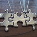 Three Puzzle Heart Pieces with Hearts, Best Friends Necklace Pendants