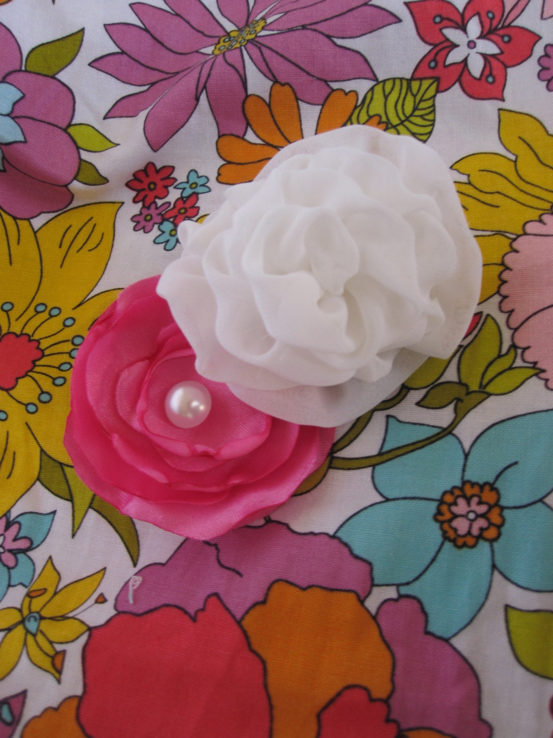 Fabric Flower Headband- Chiffon and Satin